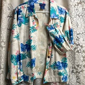 Lord Isaac’s Hibiscus Floral Print 100% Silk Jacket